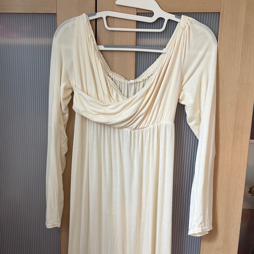 Elegant Cream Long Sleeve Dress